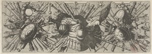 Panoplia. Fries mit römischen Waffen, unterer Teil von Johannes of Lucas van Doetechum