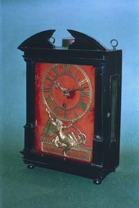 Frühe gewichtgetriebene Pendeluhr, möglicherweise entworfen von Christian Huygens, ca. 1675