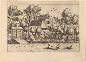 Landhaus mit Graben von Johannes van Doetechum, the Elder and Lucas
