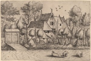 Landhaus mit Graben von Johannes van Doetechum, the Elder and Lucas