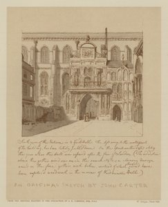 Südansicht des Eingangs zur Guildhall, City of London (Lithografie) von John (after) Carter