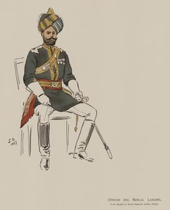 Offizier der 2. Bengal-Lanzenreiter (Farblithographie)