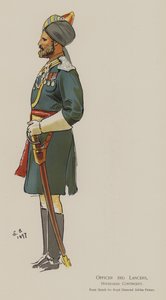 Offizier der 3. Lanzenreiter, Hyderabad-Kontingent (Farblithografie)