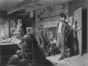 Illustration für Die Samstagabend des Cottars von Robert Burns, Verse VII und VIII von John (after) Faed
