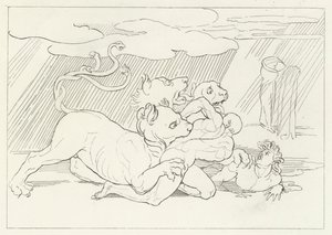 Cerberus, Inferno, Gesang 6 (Gravur) von John (after) Flaxman