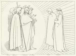 Konferenz mit St. Johannes, Paradies, Gesang 26 von John (after) Flaxman