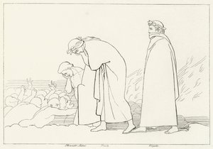 Dante im Gespräch mit seinem Lehrer, Inferno, Gesang 15 (Gravur) von John (after) Flaxman