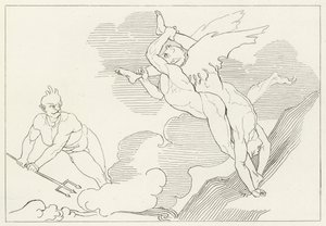 Gipfel von Malebolge, Inferno, Gesang 21 (Gravur) von John (after) Flaxman