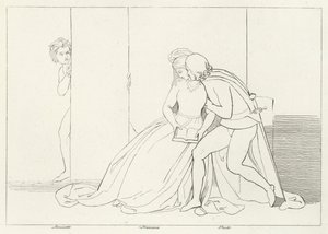 Die Liebenden überrascht, Inferno, Gesang 5 (Gravur) von John (after) Flaxman