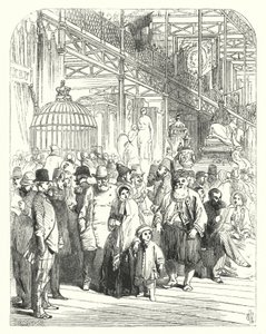 Aussteller und Besucher im Crystal Palace, Hyde Park, London, Veranstaltungsort der Großen Ausstellung von 1851 von John (after) Gilbert
