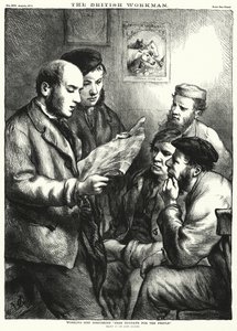 Arbeiter diskutieren "Freie Sonntage für das Volk" von John (after) Gilbert