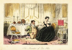 Englischer Gentleman, der eine junge Dame in einem Restaurant in einem Gasthof umwirbt von John (after) Leech