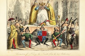 Die Krönung von König Heinrich IV. von England mit einer riesigen Krone von John (after) Leech