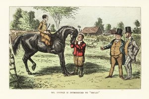 Zwei englische Gentlemen bewerten ein Pferd auf einer Koppel von John (after) Leech