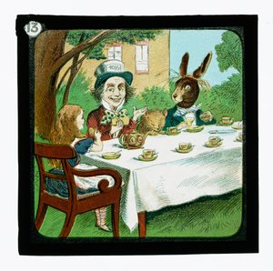 Alice im Wunderland, farbige Laternenbilder von John (after) Tenniel