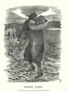 Unkraut säen - die Angst vor der Ausbreitung des Sozialismus unter britischen Arbeitern (Stich) von John (after) Tenniel