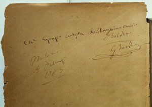 Signierte Widmung von Giuseppe Verdi an Giovanni Boldini von Walter Charles Mills