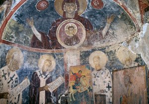 Fresken in der byzantinischen Kirche Agios Georgios, Vathi, Kreta, Griechenland
