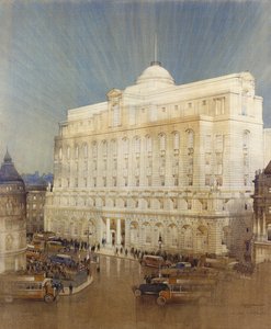 Architektonischer Entwurf für das Hauptquartier der Midland Bank, Poultry, London von John A. and Saunders, Charles Gotch