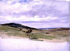 Landschaft mit Windmühle und Dorf, 19. Jahrhundert von John Absolon