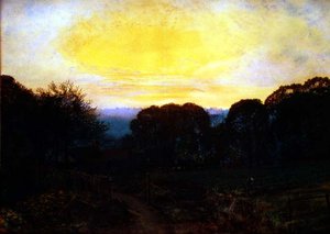 Ein Gärtner, der bei Sonnenuntergang ein Kohlbeet umgräbt