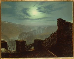Vollmond hinter Zirruswolke von Roundhay P. von John Atkinson Grimshaw