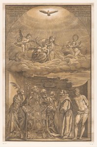 Maria in den Wolken und sechs Heilige