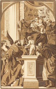 Heilige Familie und vier Heilige von John Baptist Jackson after Veronese