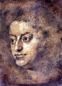 Porträt von Henry Purcell (1659 - 1695), englischer Komponist. Gemälde zugeschrieben Sir John Closterman. Schwarze Kreide. 1695. London, National Portrait Gallery