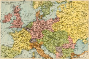 Karte von Mitteleuropa, ca. 1914