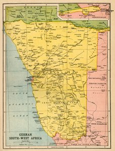 Karte von Deutsch-Südwestafrika, Erster Weltkrieg, um 1920