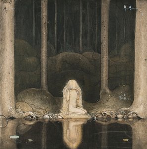 Prinzessin Tuvstarr sitzt immer noch sehnsüchtig am Wasser von John Bauer