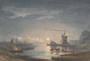 Mondlicht am Fluss bei Brügge von John Berney Crome