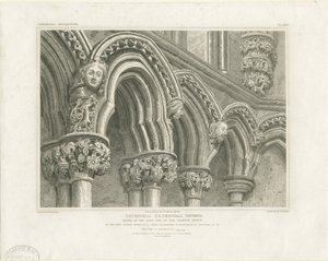 Innenansicht der Kathedrale von Lichfield - Bögen im Kapitelhaus: Gravur, undatiert [ca. 1819]