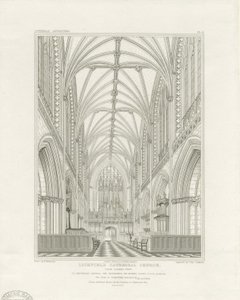 Innenraum der Kathedrale von Lichfield - Chor (Gravur, ca. 1820)