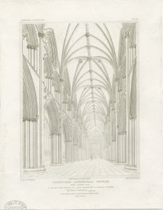 Innenraum der Kathedrale von Lichfield - Langhaus (Gravur, ca. 1819)