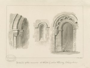 Brewood - Whiteladies Priory (Ruine) (Sepia-Zeichnung) von John Buckler