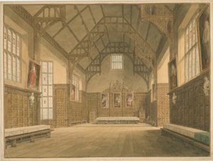 Cambridgeshire - Trinity College Hall - Innenansicht, 1818 von John Buckler