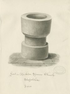 Taufbecken in der Kirche von Rushton Spencer von John Buckler