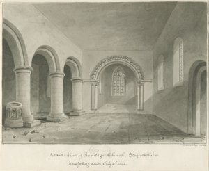 Innenraum der Armitage Kirche: Sepiazeichnung, 6. Juli 1844