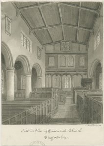 Innenansicht der Caverswall Kirche von John Buckler