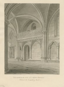 Innenraum der Kathedrale von Lichfield - Eingang zum Konsistorium: Sepia-Zeichnung von John Buckler