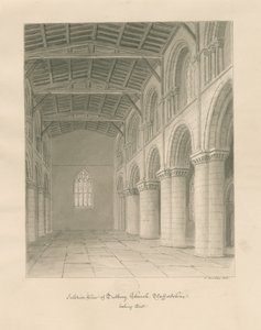 Innenraum der Tutbury Priory Church: Sepia-Waschzeichnung von John Buckler