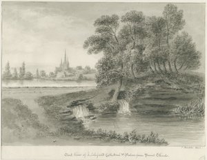 Lichfield Kathedrale - Ostansicht: Sepia-Zeichnung, 1844