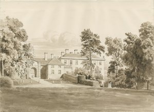 Patshull House: Sepia-Waschzeichnung, August 1820 von John Buckler