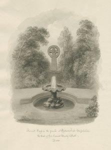 Rolleston Hall - Alte Kreuz: Sepiazeichnung, 1848
