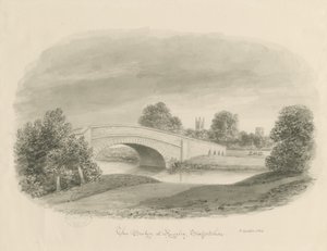 Rugeley Stadt - Brücke: Sepiazeichnung, 1842
