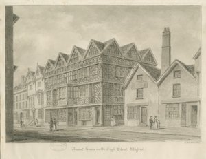 Stafford - Altes "High House": Sepiazeichnung, 1841 von John Buckler