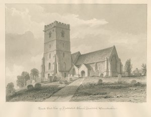 Worcestershire - Droitwich - Dodderhill Kirche: Sepia-Zeichnung von John Buckler