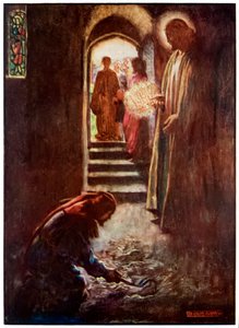 Der Mann mit der Mistgabel aus The Pilgrims Progress From This World, To That Which Is To Come von John Bunyan (1628-1688) Illustration von Byam Shaw (1872-1919) von John Byam Liston Shaw